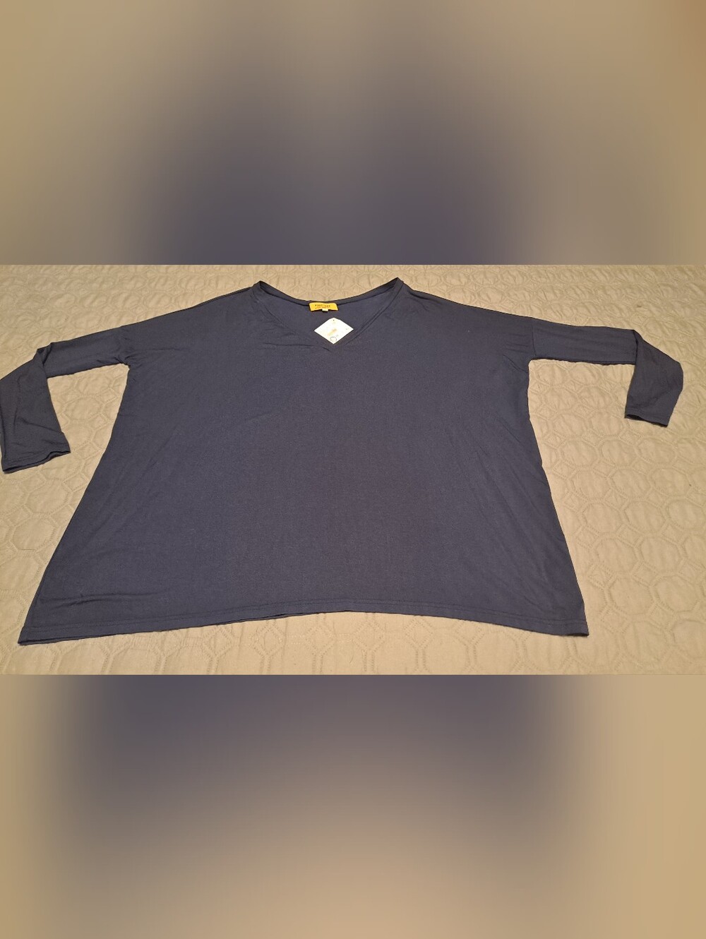 Piko 1988 Navy V-Neck Tunic Top Sz S 95% Bamboo